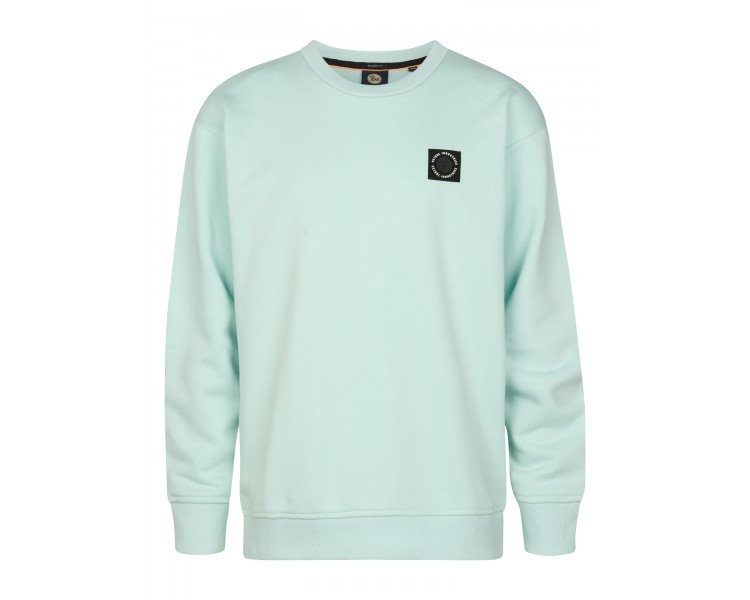 PETROL : Effen sweater met klein logo