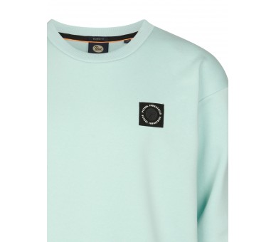 PETROL : Effen sweater met klein logo