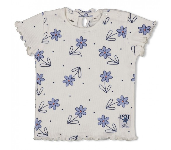 FEETJE : T-shirt rib AOP - Summer Denims Offwhite