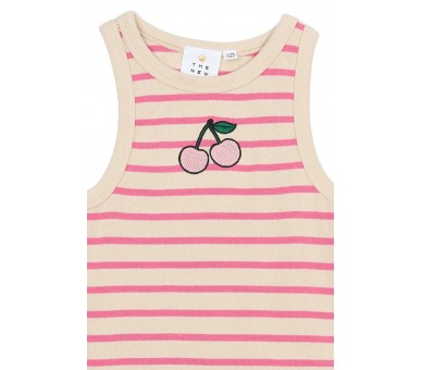 THE NEW : S_S Tee Carmine Rose Striped