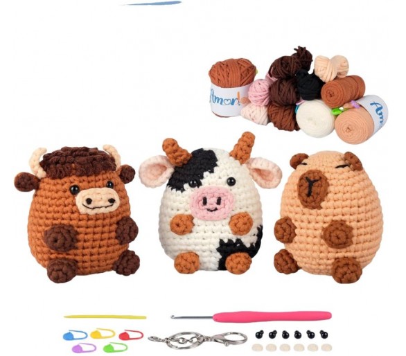 3 koeitjes-Capybara om zelf te haken
