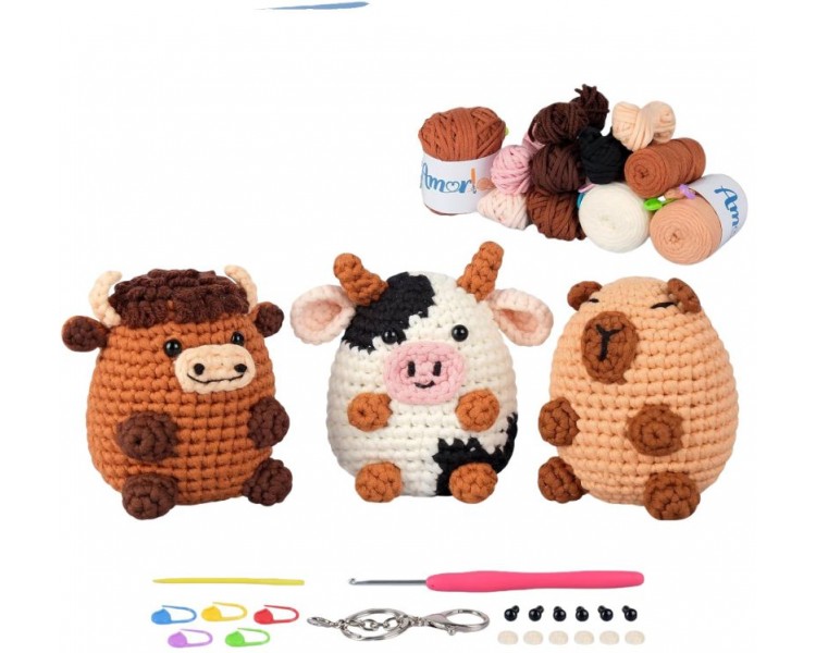 3 koeitjes-Capybara om zelf te haken