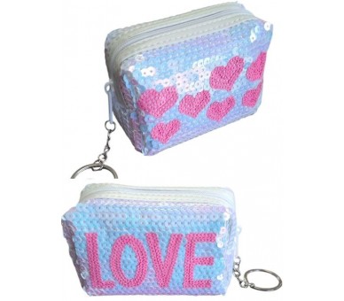 Sleutelhanger LOVE Pailletten Wit