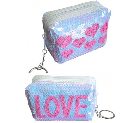Sleutelhanger LOVE Pailletten Wit