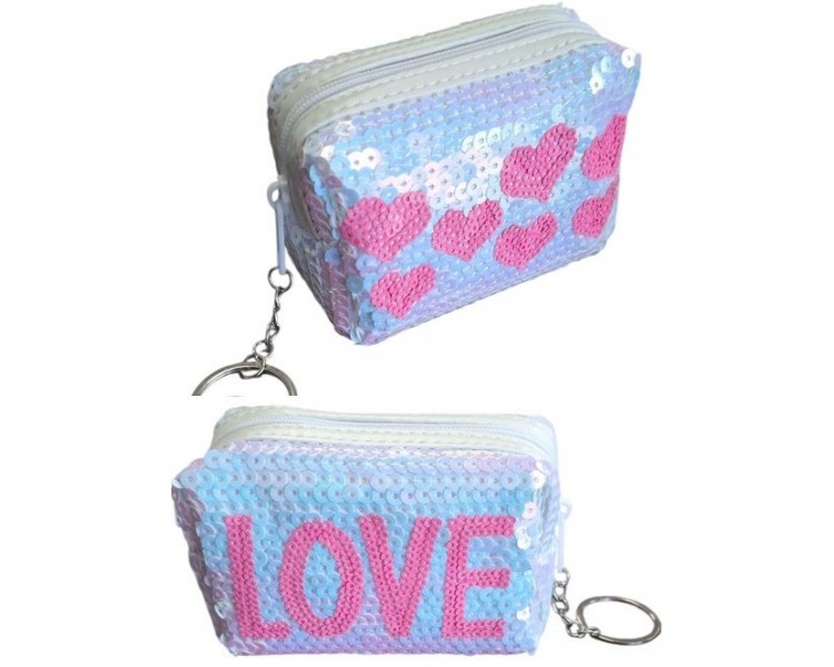 Sleutelhanger LOVE Pailletten Wit