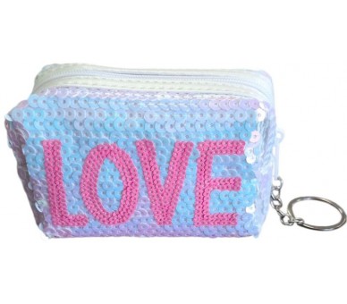 Sleutelhanger LOVE Pailletten Wit