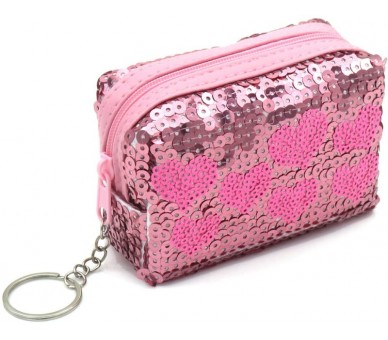 White glitter LOVE keychain pink