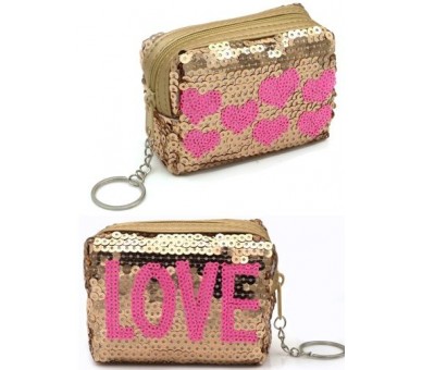 White glitter LOVE keychain gold