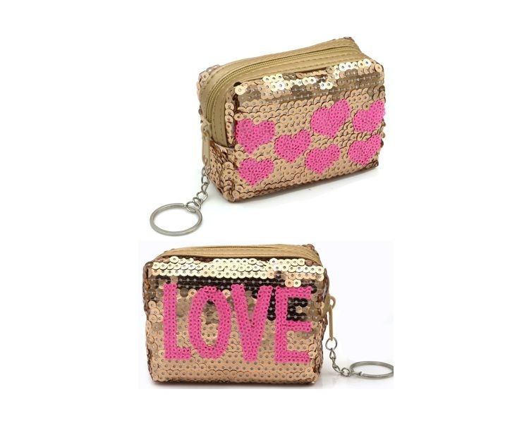 White glitter LOVE keychain gold