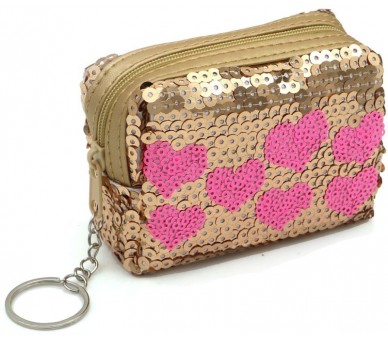 White glitter LOVE keychain gold