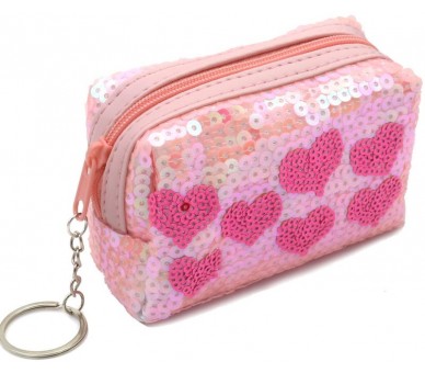 White glitter LOVE keychain light pink