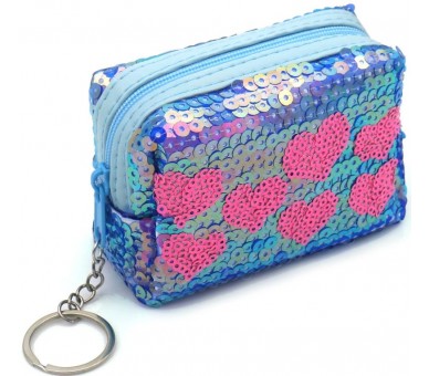 White glitter LOVE keychain blue