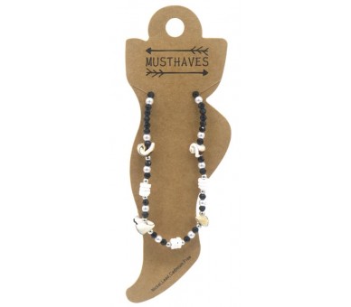 Anklet Glassbeads Flower black