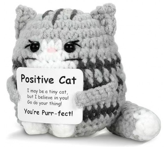Knitted Positive Friends Cat 8.5cm