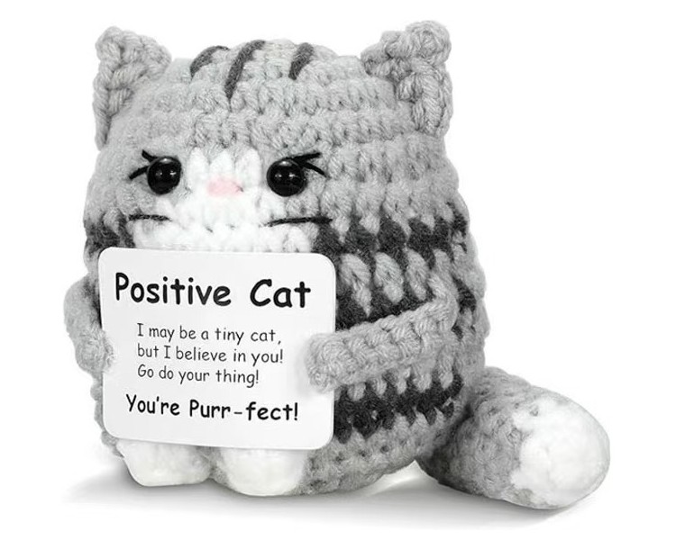 Knitted Positive Friends Cat 8.5cm