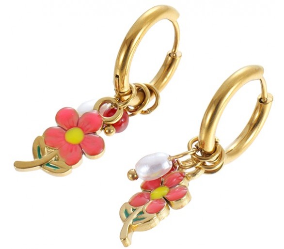 Steel Earrings Flower 3.5cm