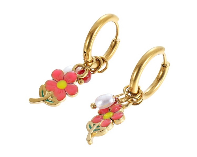 Steel Earrings Flower 3.5cm