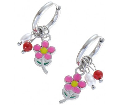 Steel Earrings Flower 3.5cm