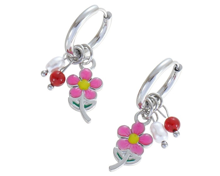 Steel Earrings Flower 3.5cm
