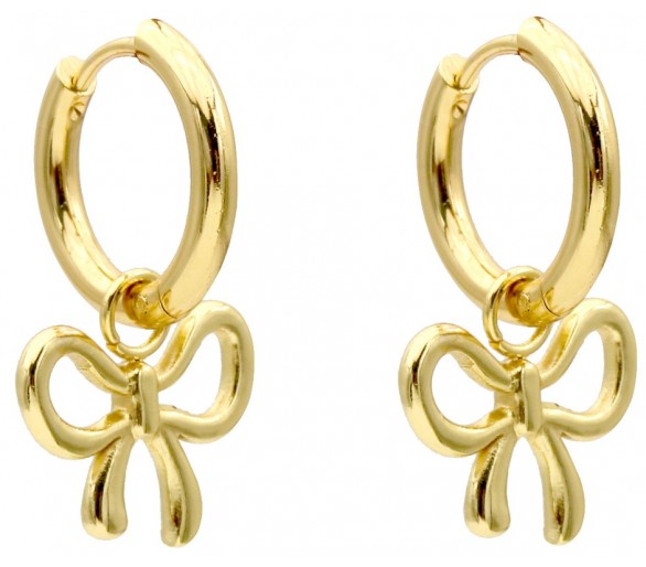 Steel Earrings Bow 2.5x1.2cm