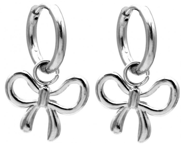 Steel Earrings Bow 2.5x1.2cm
