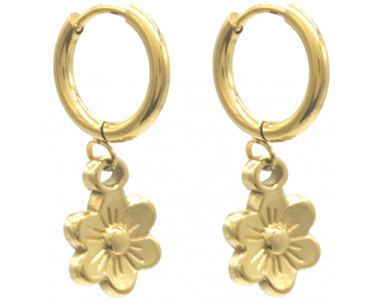 Steel Earrings Flower 3x1cm
