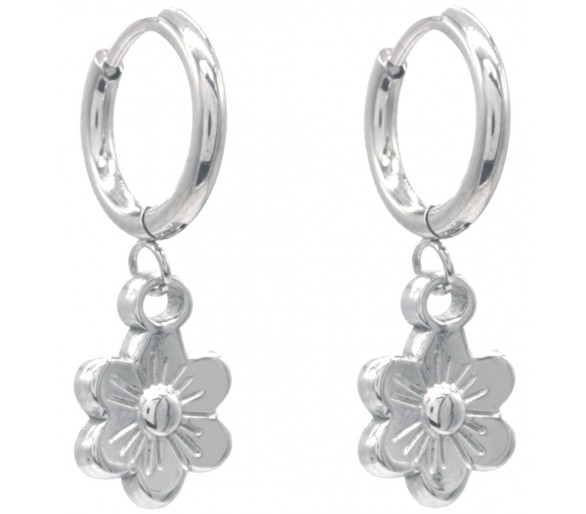 Steel Earrings Flower 3x1cm