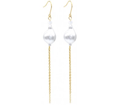 Steel Earrings Pearl 10cm