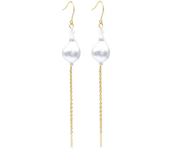 Steel Earrings Pearl 10cm