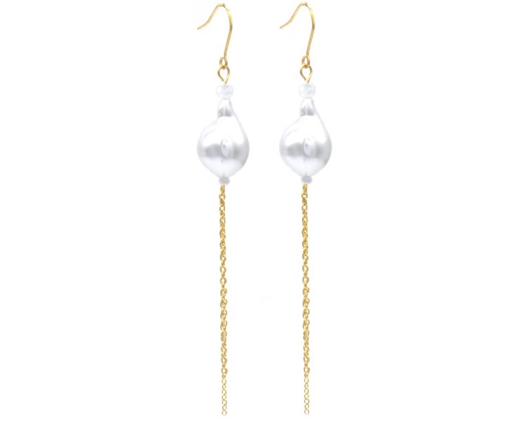 Steel Earrings Pearl 10cm