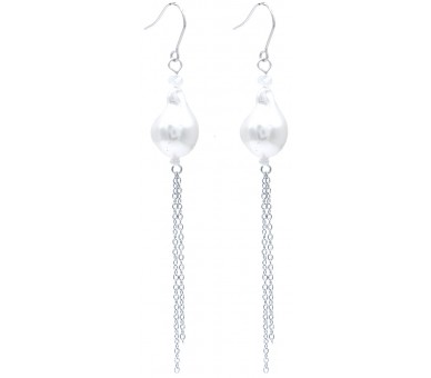 Steel Earrings Pearl 10cm