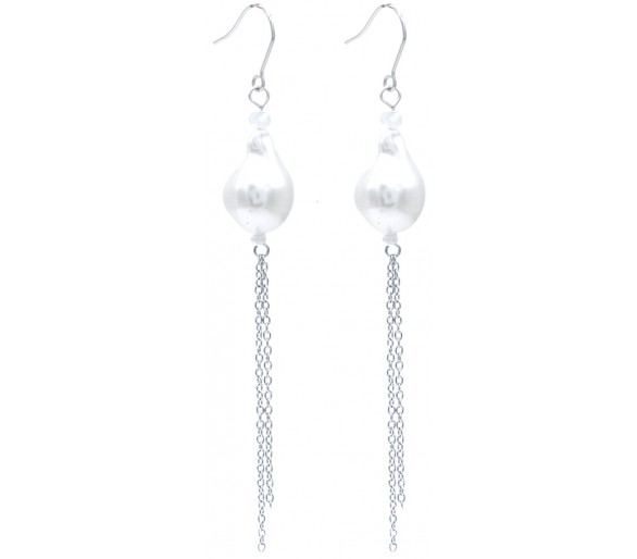 Steel Earrings Pearl 10cm