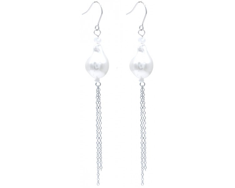 Steel Earrings Pearl 10cm