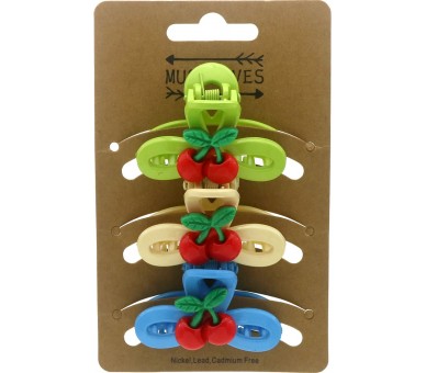 Hair Claw 4.5cm Cherries Mixed Colors