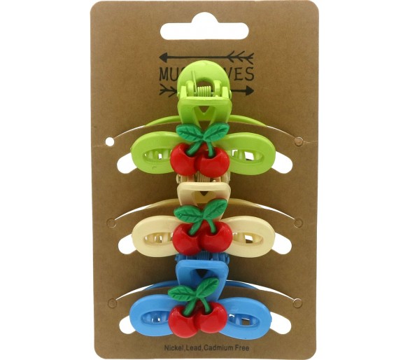 Hair Claw 4.5cm Cherries Mixed Colors