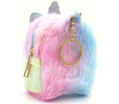 Fluffy keychain wallet unicorn