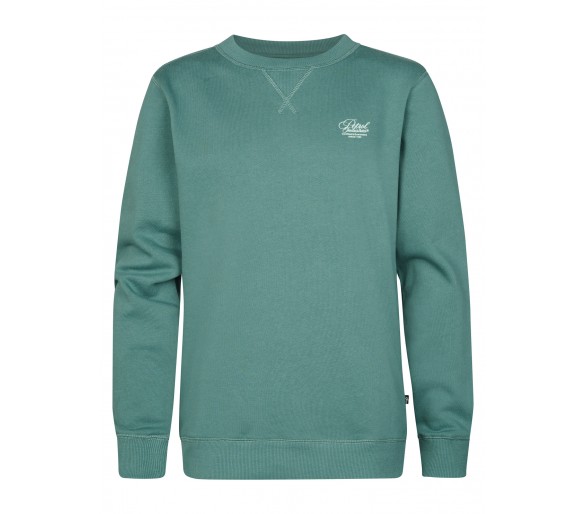 PETROL : Effen sweater met klein logo