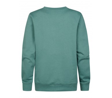 PETROL : Effen sweater met klein logo
