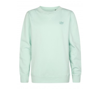 PETROL : Effen sweater met klein logo