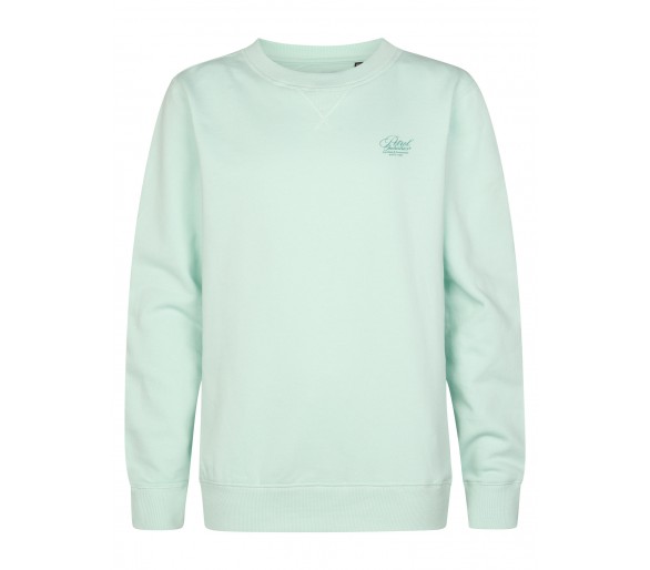 PETROL : Effen sweater met klein logo
