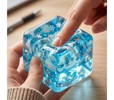 Squish Cube snowflake glitter blue