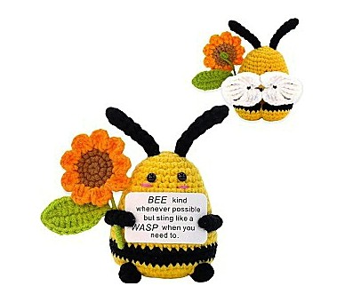 Knitted Positive Bee 9x7cm