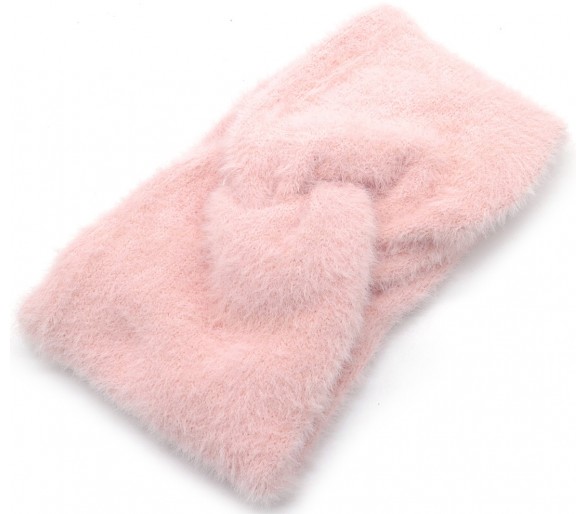 Fluffy winter haarband licht roos