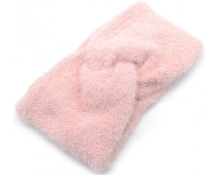 Fluffy winter haarband licht roos