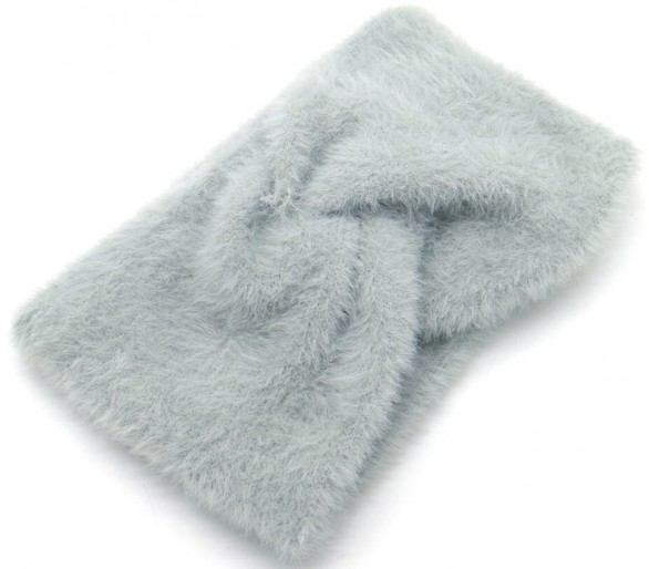 Fluffy winter haarband licht blauw