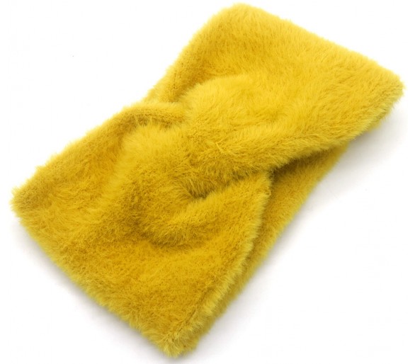 Fluffy winter haarband yellow