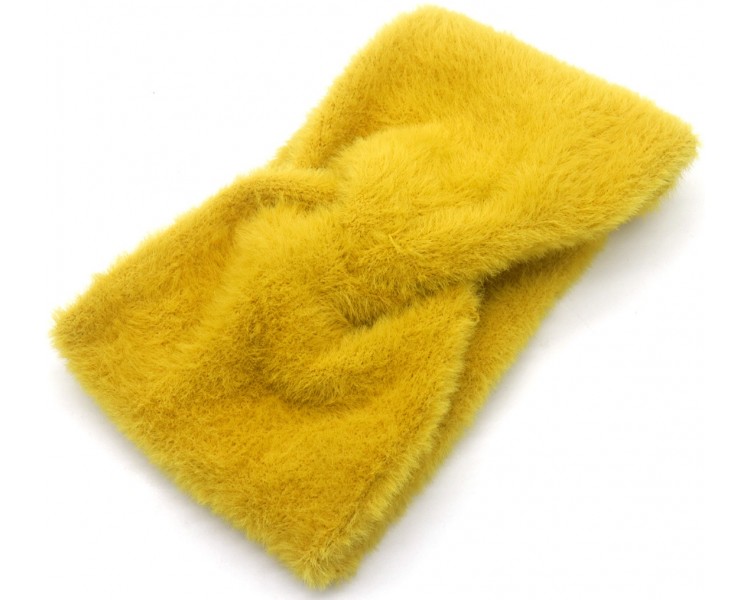 Fluffy winter haarband yellow