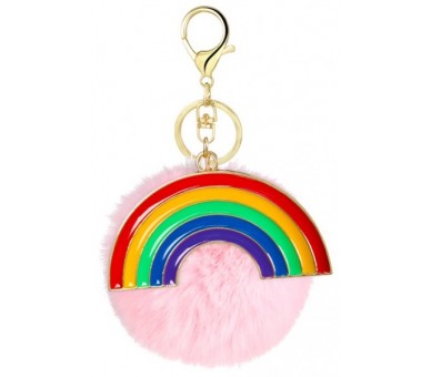 Keychain Fluffy Rainbow 7cm