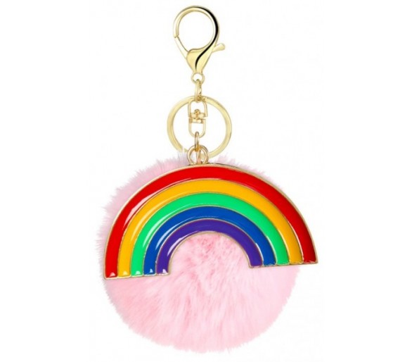 Keychain Fluffy Rainbow 7cm