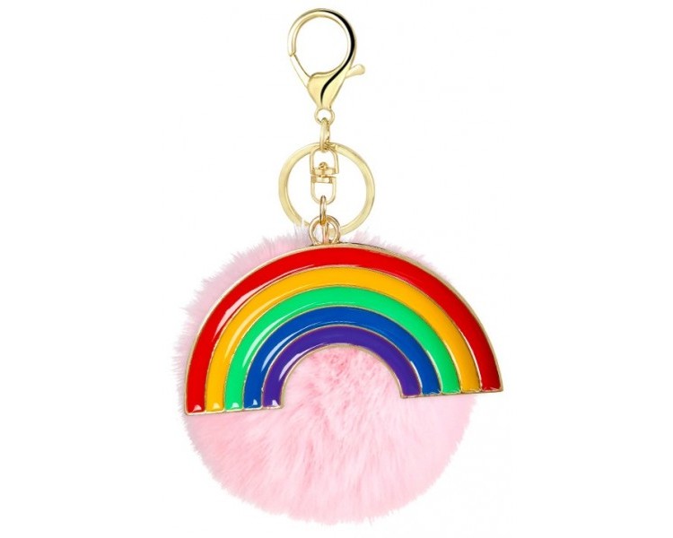 Keychain Fluffy Rainbow 7cm